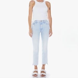 Mother The Insider Crop Step Fray Jeans In Smooth Sailing Size 24